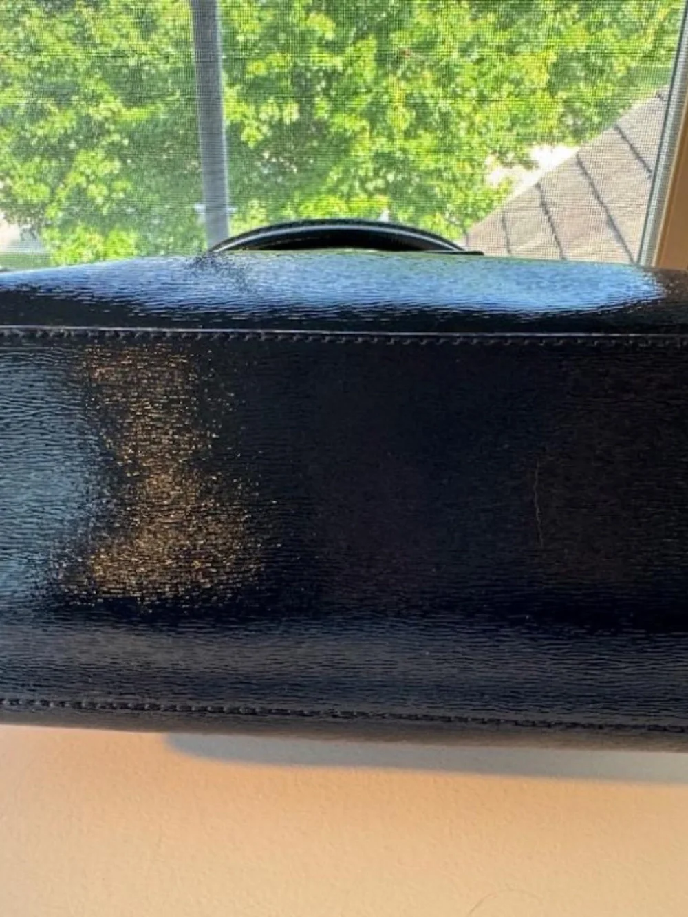 Kate Spade Cedar Street Glossy Patent Maise Satchel Black Polka Dot Lining